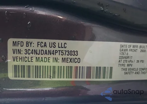 2023 Jeep Compass Sport 4X4 из США, поврежденный, VIN 3C4NJDAN4PT573033